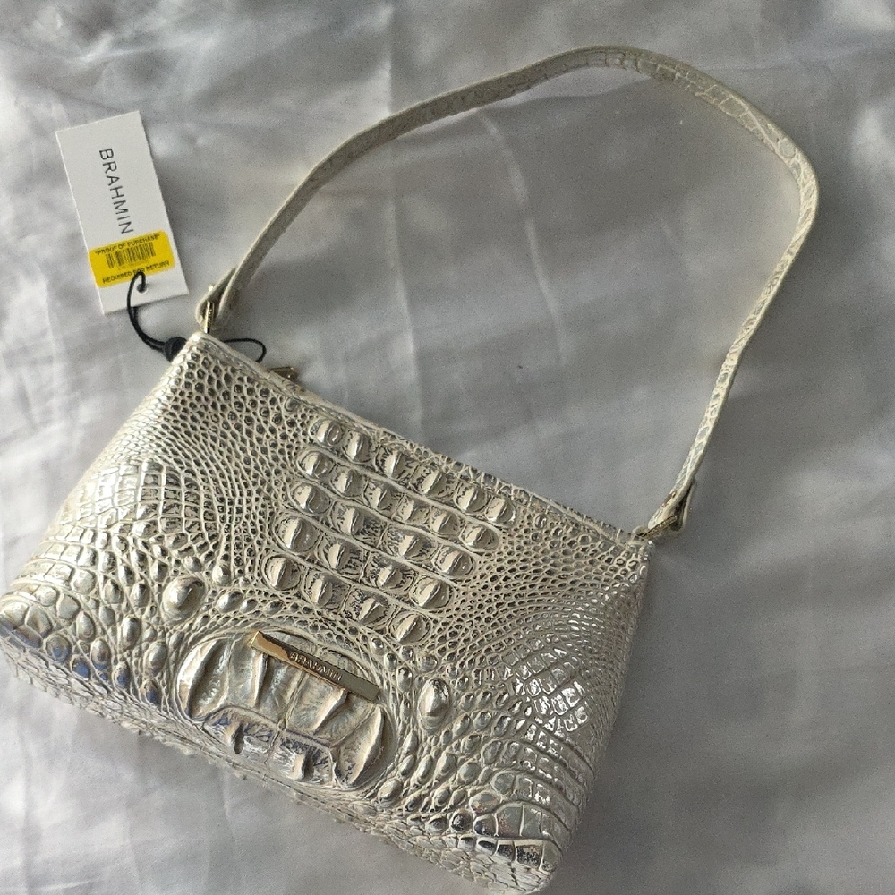 Brahmin Metallic Crocodile Embossed Shoulder Bag